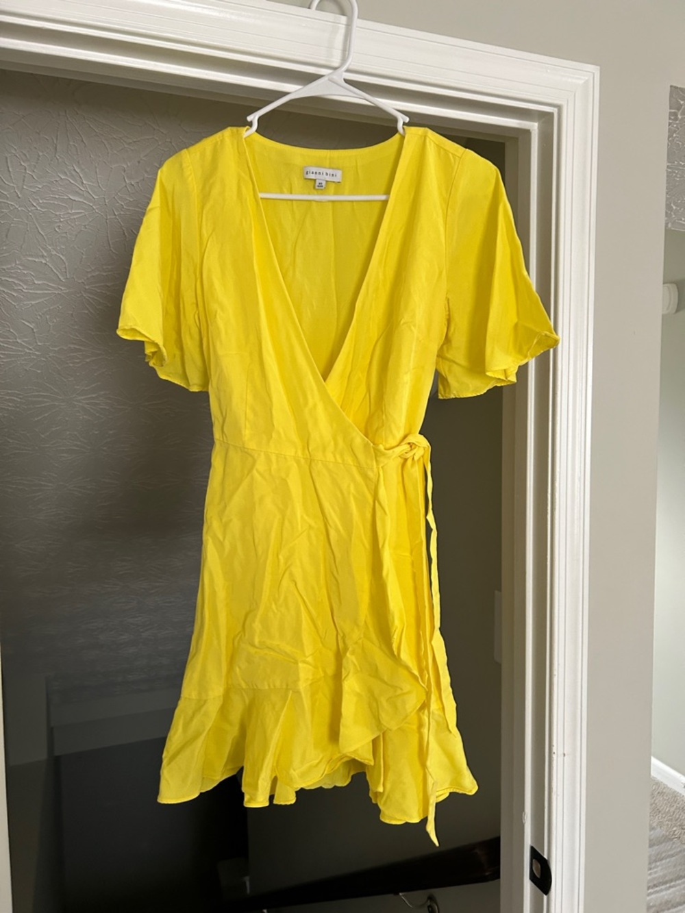 Gianni Bini Sunny Yellow Wrap Mini Dress